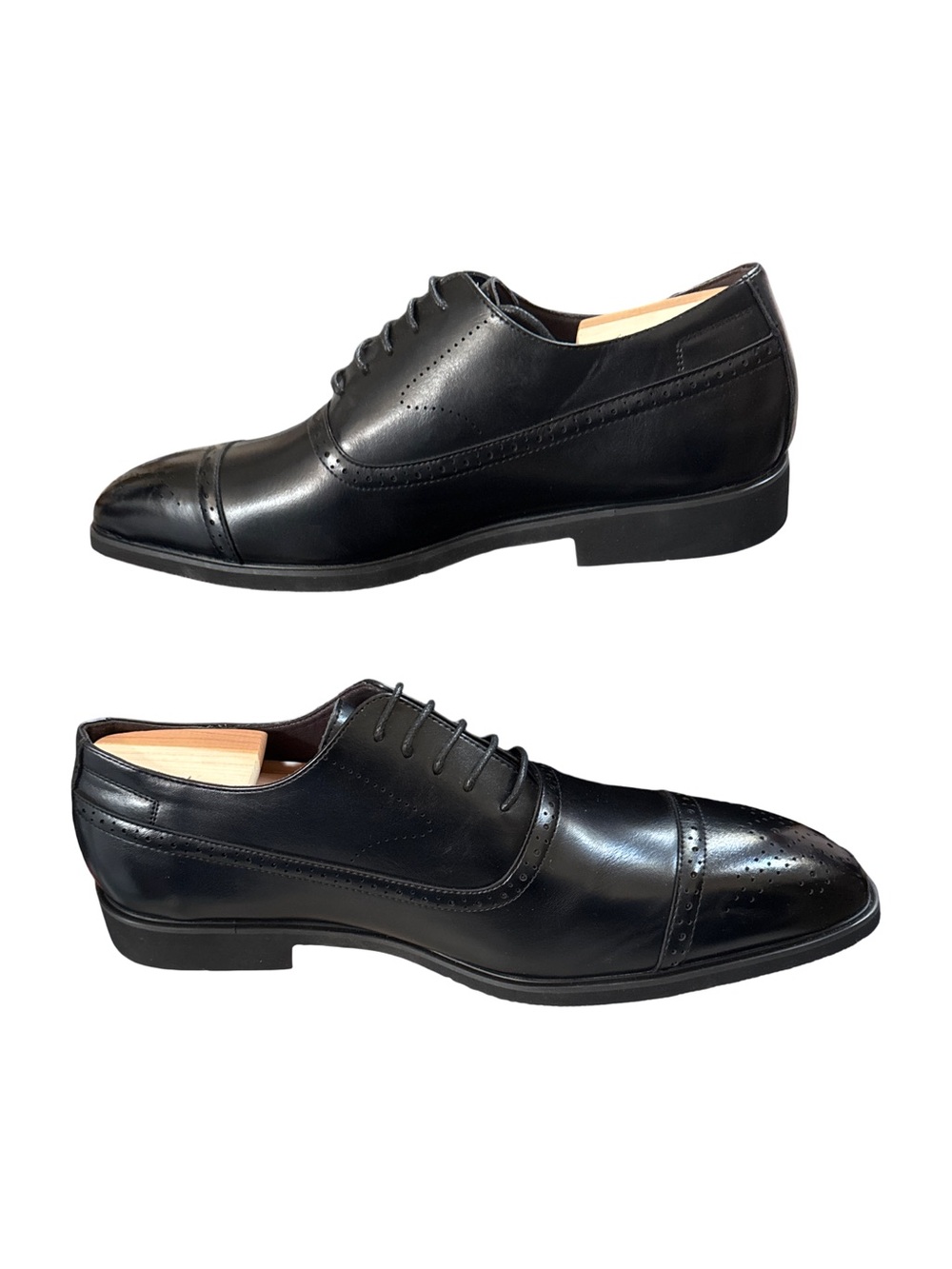 Classic Men’s Black Leather Cap-Toe Oxfords - Picture 4 of 9